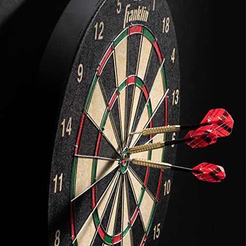 Franklin Sports Bristle Dart Board - Professional Steel Wire Dartboard - Regulation Sized 18" Inch Steel Tip Darts Board - Self Healing Sisal Dartboard for Adults
