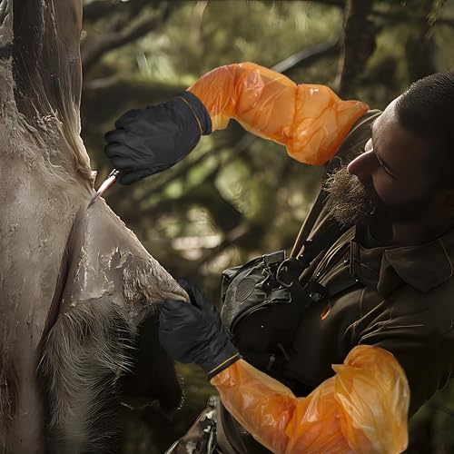 Disposable Hunting Gloves Set with Long Arm and Nitrile Gloves - 50 Pairs