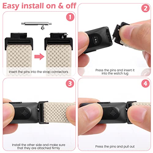 Elastic Watch Band for Fitbit Inspire & Ace 2/3 - Soft Nylon Sport Strap, Black+Beige+Burgundy+Indigo+Gray
