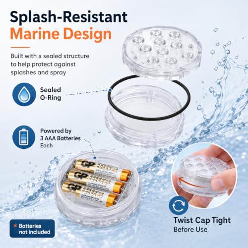 Wireless Waterproof RGB Marine LED Boat Lights - 8 Pack, Remote Control