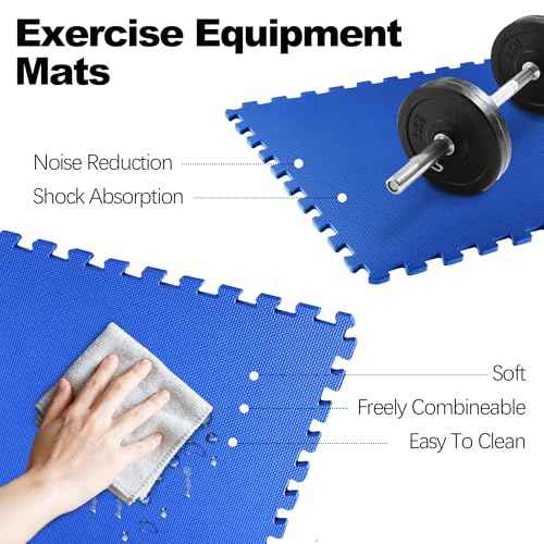 Fitvids Puzzle Exercise Gym Flooring Mat, 1/2" Thick High-Density EVA Interlocking Tiles Workout Mat for Home Gym, Fitness Equipment, MMA, Gymnastics, 36-Piece Shock-Absorbing Exercise Mat (144 Sq Ft)