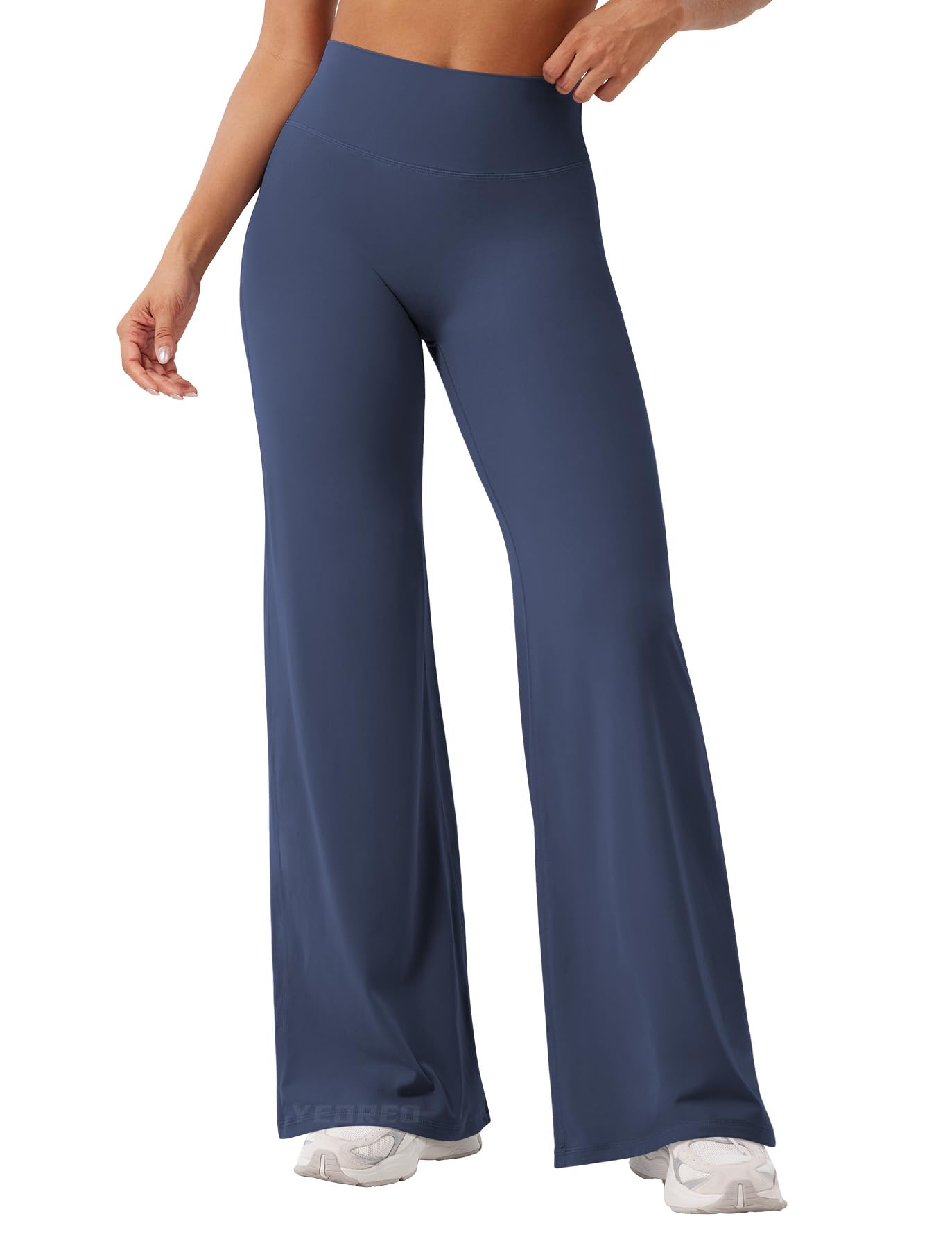 YEOREO Workout Leggings Womens No Front Seam Straight Leggings 31.5" High Waist Buttery Eddiy Gym Yoga Pants Navy Blue M