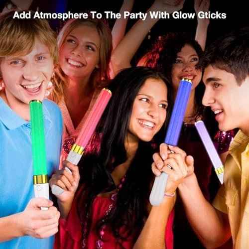 2 Pack LED Light Sticks-15 Colors Reusable Glow Sticks, Glow Party Supplies for Wedding, Birthday, Raves, Halloween, Christmas, New Year, with AAA Battery