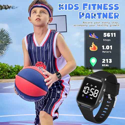 Kids Digital Watches for Boys Girls, Sports Watch with Fitness Tracker, Pedometer, Alarm Clocks, Stopwatch, No App Needed Waterproof Kids Watch, Gift for Teens Student Girls Boys Ages 5-14