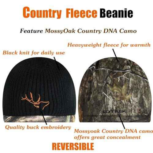 EDTREK Reversible Windproof Fleece Beanie Hat - Warm Winter Hat for Hunting Fishing Camping in Cold Weather