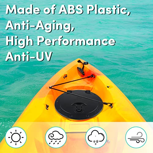 8-Inch Deck Hatch Plate Kit for Boat Kayak with Storage Bag and Fasteners - Black