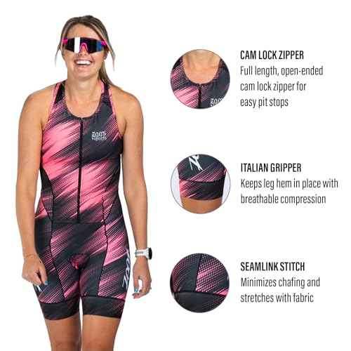 Zoot Women's LTD Tri SLVS Fz Racesuit, Sleeveless Cycle Race Swim Bike Run Tri Suit, Padded Chamois, Pockets, UPF 50+ Fabric