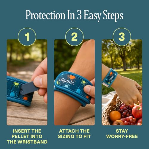 Mosquito Repellent Wristbands Pack of 9 with Refills - Natural, Adjustable, DEET-Free