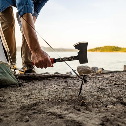 Estwing Camper's Axe 14-Inch Blue Hatchet with Stake Puller - Fully Forged Steel