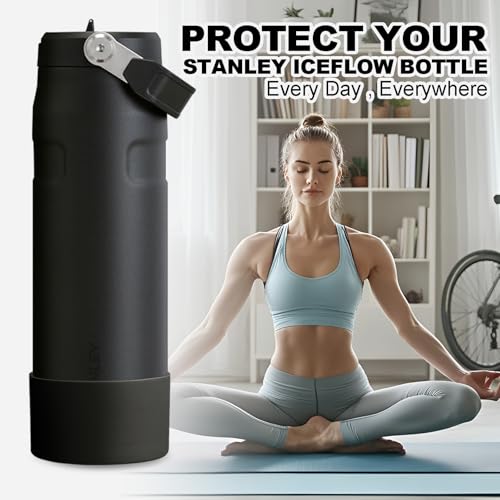 Black Silicone Boot for Stanley IceFlow 24 oz Water Bottle - Anti-Slip Protector