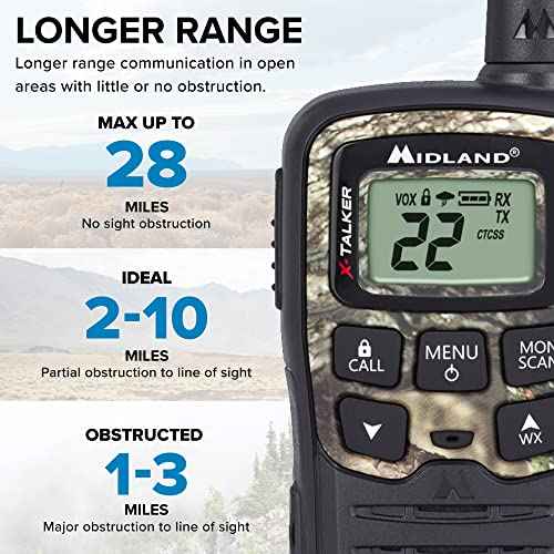 Midland - X-TALKER T55VP3, 22 Channel FRS Walkie Talkie - Long Range Two-Way Radio, 38 Privacy Codes, NOAA Weather Alert (Pair Pack) (Black w/Mossy Oak Camo)