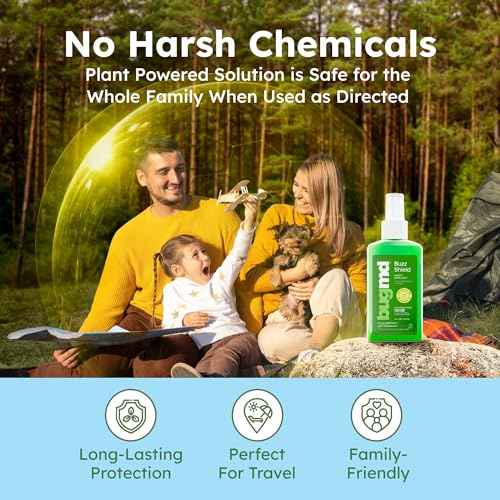 BugMD Buzz Shield - Mosquito and Insect Repellent Spray for Body and Home, Indoor & Outdoor Use, DEET-Free, Tick Repellent, Safe Bug Spray for People (1-Pack)