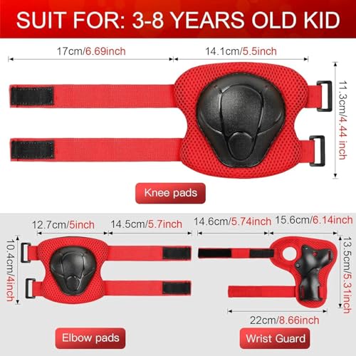 Toddler Kids Bike Helmet Set with Knee Elbow Pads - Red, Small 20.1-21.2"