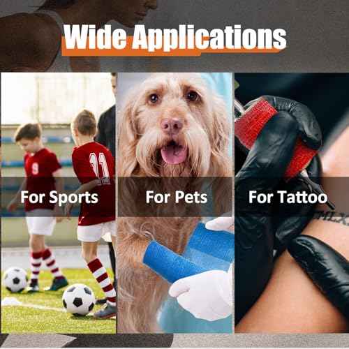 Upgraded 9-Pack Self Adhesive Bandage Wrap ? 2 Inches ¡¿ 5 Yards Elastic Cohesive Bandage Wrap, Self Sticking Vet Wrap, Stretch Sports Athletic Wrap Self-Adhering Adherent Wrist Tape (Multi Color)