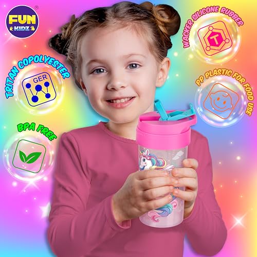 17oz Kids Water Bottle with Leak-Proof Lid & Silicon Straw - BPA Free, Dishwasher Safe, Toddler-Friendly Design for Girls