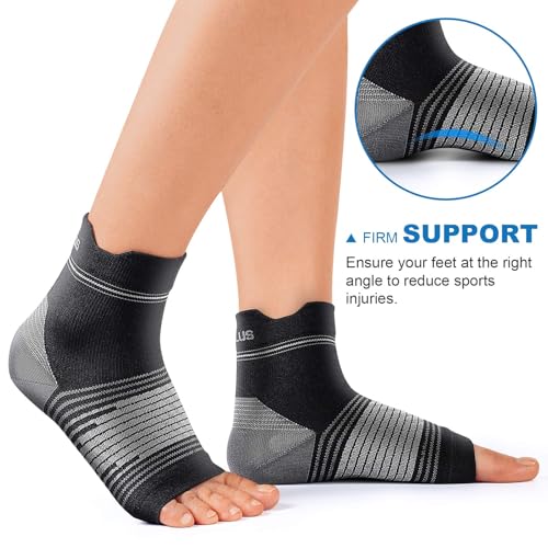 Plantar Fasciitis Sock (6 Pairs) for Men and Women, Compression Foot Sleeves with Arch and Ankle Support (Black, Large)