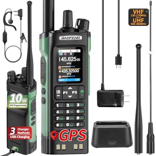BAOFENG UV-32 Ham Radio Long Range 10W Rechargeable Walkie Talkies UV32 5RM K5 Handheld Two Way Radio NOAA Weather with GPS,APP Programming,Copy Frequency,USB-C Charging for Survival Gear Cruise,2Pack