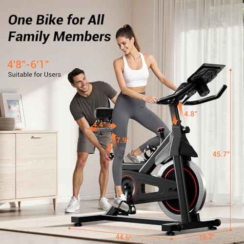 CURSOR FITNESS Exercise Bike, Brake Pad Stationary Bike for Home with Exclusive App, Stationary Bikes for Home with 300 lb Weight, Indoor Cycling Spin Bike Workout Bike with Extra Comfort Seat