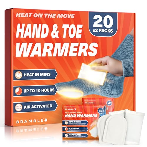 Bramble Hand and Foot Warmers 40 Pack - Long-Lasting 8-Hour Heat for Outdoor Activities