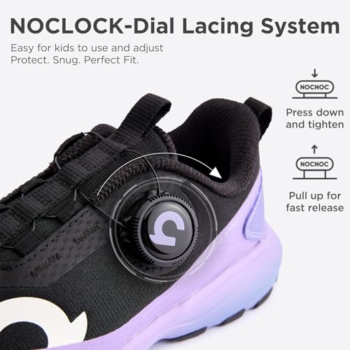 Kids Running Shoes - Black & Violet, 3-Layer Breathable Mesh, Durable Sneakers, High Rebound Cushion, Boys & Girls, 3 Big Kid