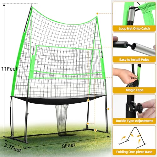 Shopsource Volleyball Training Equipment, Height Freely Adjustable Practice Net System for Spike Hitting Serving, Portable Volleyball Net for Backyard Indoor Outdoor Use