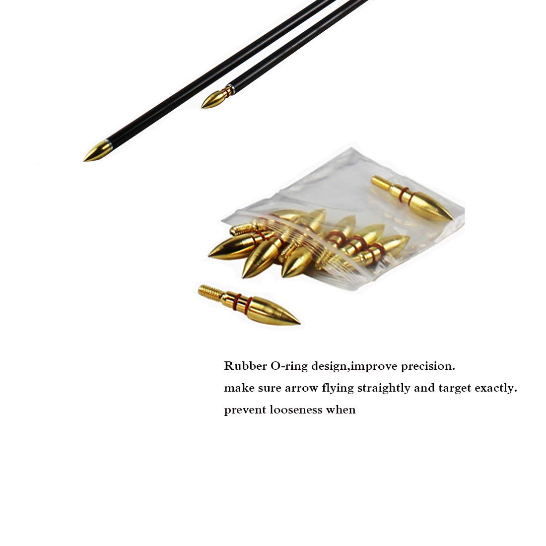 12PCS Arrow Points Tips 75 90 100 125Grain Broadheads Arrow Head Hunting Shaft ID6.2mm Archery Accessories Bows (100grain Gold)