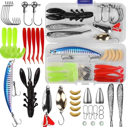 Fishing Lures Kit Set - 38pcs Artificial Bait for Trout Bass Salmon
