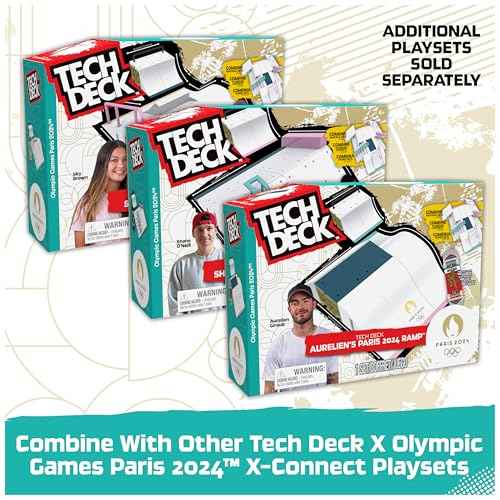 Tech Deck, Shane O¡¯Neill¡¯s Olympic Games Paris 2024 Ramp Customizable X-Connect Park Creator Playset & Exclusive Fingerboard, Kids Toy for Ages 6+