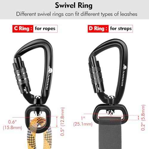 3 Pack Locking Carabiner Clip 2.5" with Swivel C Ring for Securing Pets, Dog Leash Harness, Camping, Hiking, Keychains