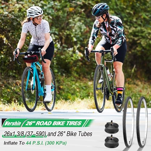 26x1 3/8 Bicycle Tires and Tubes Set with Tire Levers for Urban Commuter Bikes