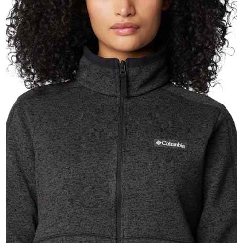 Columbia Womens Sweater Weather II Full Zip Fleece Jacket, Black Heather, Medium