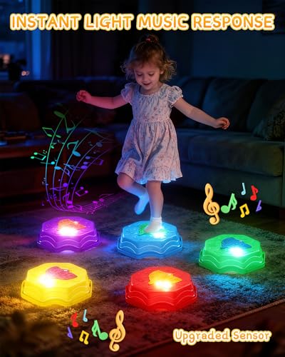 Kids Light Up Balance Beam Set - Musical Stepping Stones & Obstacle Course
