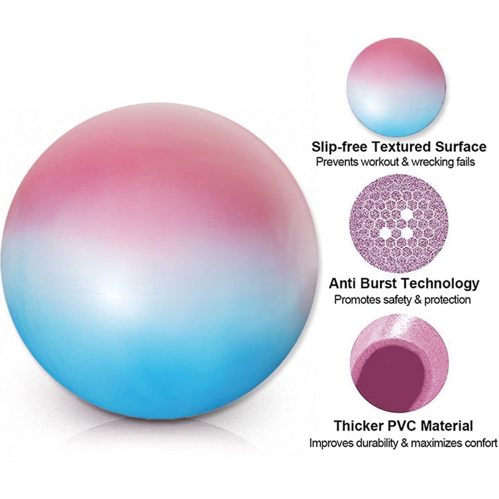 NEUMEE 65cm Exercise Ball with Pump, Anti-Burst Non-Slip Stability Ball for Yoga Pilates Balance Workout Pregnancy and Physical Therapy Home Office Use