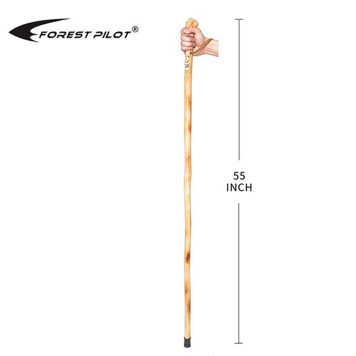 FOREST PILOT Root Head Wooden Walking Stick with Old Man Face Carving(Nature Color, 55 Inches, 1 Piece