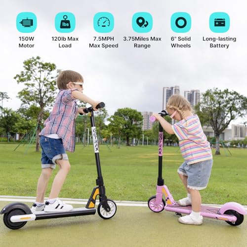 Gotrax GKS Series Electric Scooter for Kids Ages 6-12, Max 3.75/4 Miles & 7.5 Mph by 150W Motor, 6'' Wheel, Thumb Throttle Easy to Ride & Assemble, All-Metal Body Supports 121 lbs for Girls and Boys