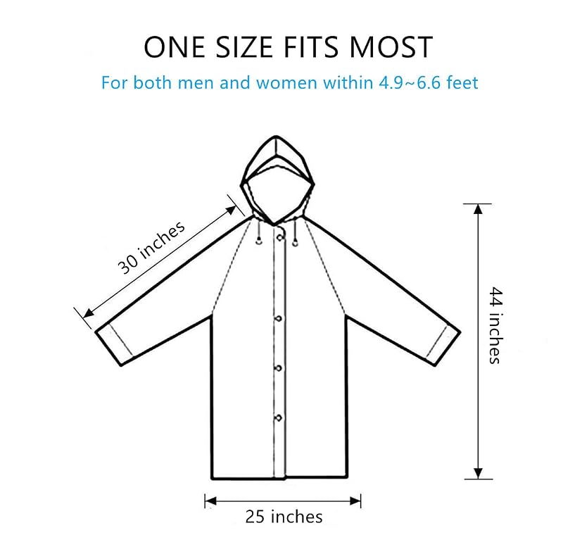 Rain Ponchos for Adults Reusable 2-5 Pack with Hood - Waterproof Rain Coat for Men Women, White (Variation: White X5+One Size)
