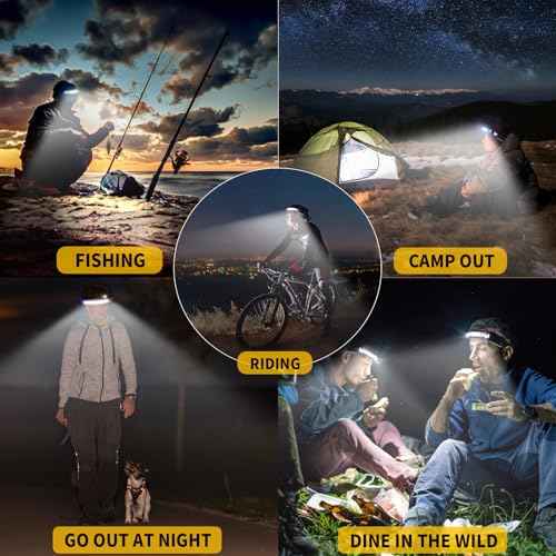 Othemo230 LED Headlamp, 230¡Æ Wide Beam Head Lamp, Motion Sensor LED Headlamp Rechargeable, 5Mode Headlamps for Adults, Bright Head Lights for Forehead, Hard Hat Headlight, Camping Essentials Gear 1Pcs