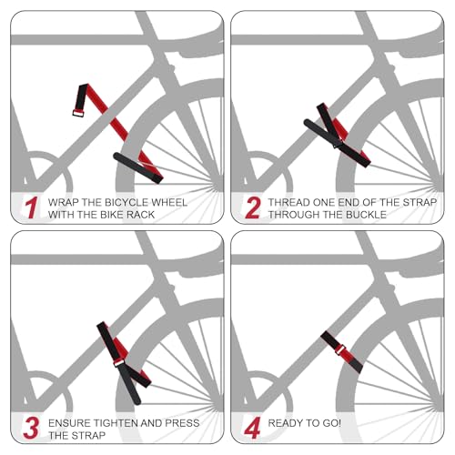 Heavy Duty Bicycle Wheel Strap - Adjustable Bike Rack Tie-Downs with Anti-Slip Gel Grip, 2-Pack