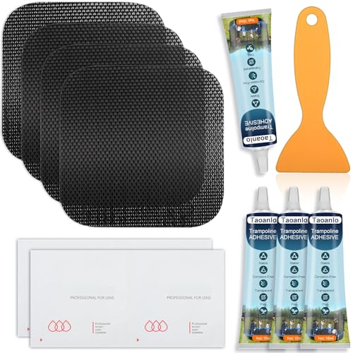 Trampoline Repair Kit 4.1x4.1 Inch Square Patches for Mat Tears and Holes