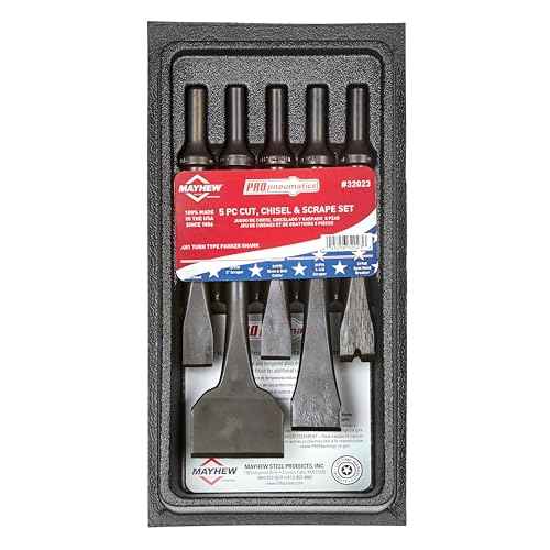 Mayhew Tools 32023 Pneumatic Cut, Chisel and Scraper Set, Black Oxide Finish, 5-Piece