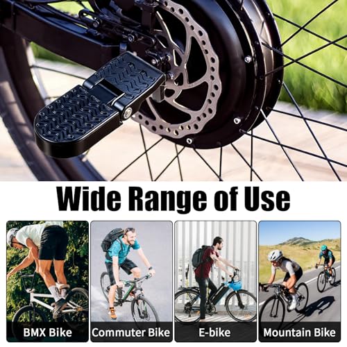 Aluminum Alloy Foot Pegs for E-Bike & Mountain Bike, Non-Slip Passenger Pedals, Folding Rear Accessory, 4.3x1.8 Inch