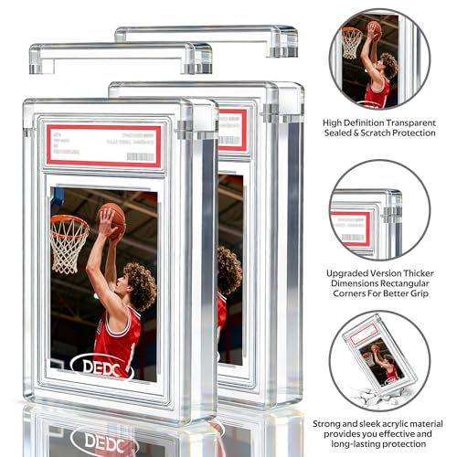 Fit for PSA 4-Pack Acrylic Card Display Cases UV Protection for Graded Cards - Magnetic, Thickened Standing