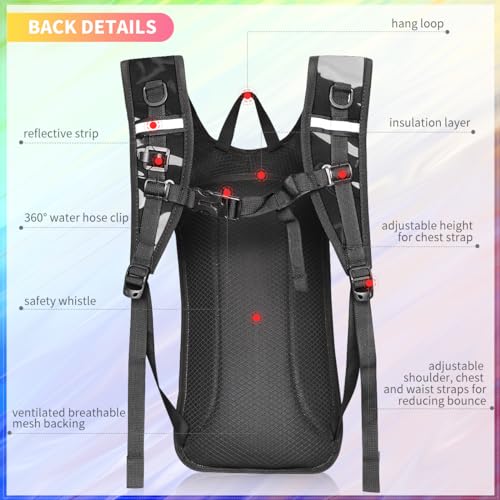 Clear Hydration Backpack with 2L Insulated Water Bladder for Raves Hiking Cycling