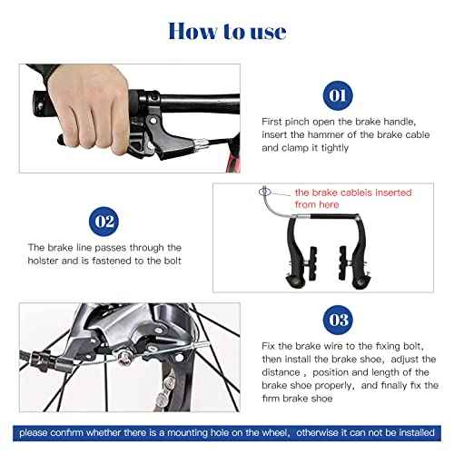 Universal Bike Brake Cable Housing Kit With 1 Set Bicycle Brake Line, 2 Pieces V Bike Brake Noodle Cable Guide Pipe and End Caps accessories for MTB Mountain Bike or Road Bikes Bicycle Cycling, Black