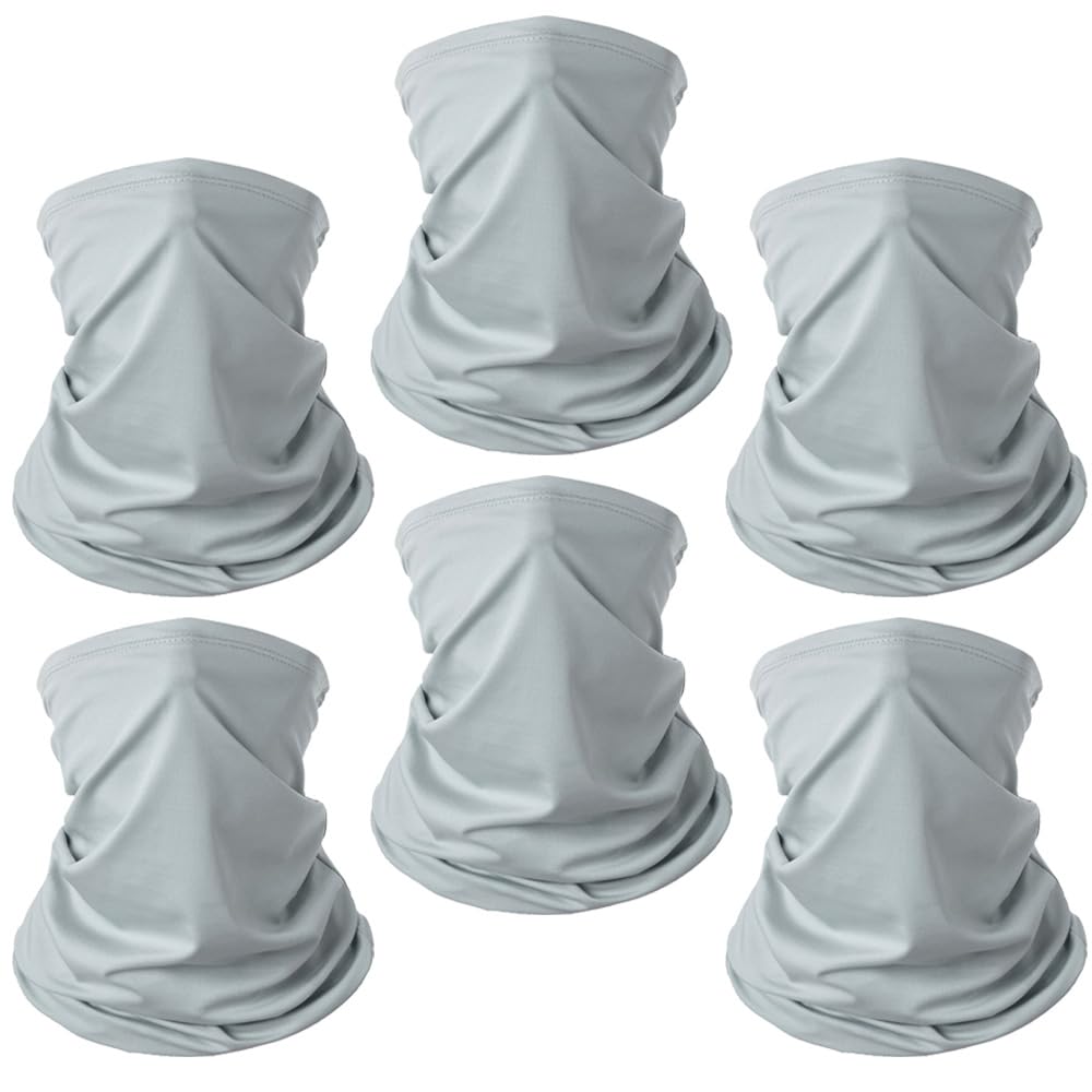 Fanjin 6 Pack Neck Gaiter Bandana Face Mask Breathable Bandana, Summer UV Protection Cooling Neck Gaiter Face Clothing Neck Gaiter (Gray), 16.5*9.8in