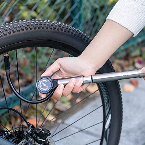 CXWXC Bike Pump Portable- Mini Bicycle Pump with Pressure Gauge Fits Presta and Schrader Valves- 120PSI High Pressure Bike Air Pump with Mounting Bracket