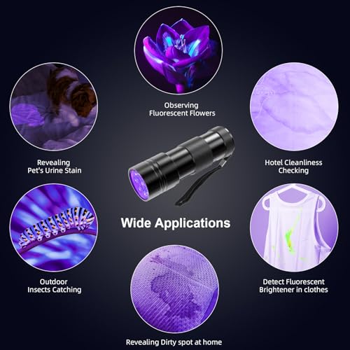 Blacklight Flashlights 4 Pack - 395nm UV Handheld Pet Urine Detector, Scorpions, Stains, Bed Bugs