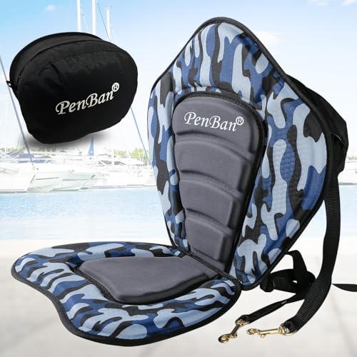 Blue Kayak Seat Cushion with Storage Bag - Deluxe Padded Water Sport Seat