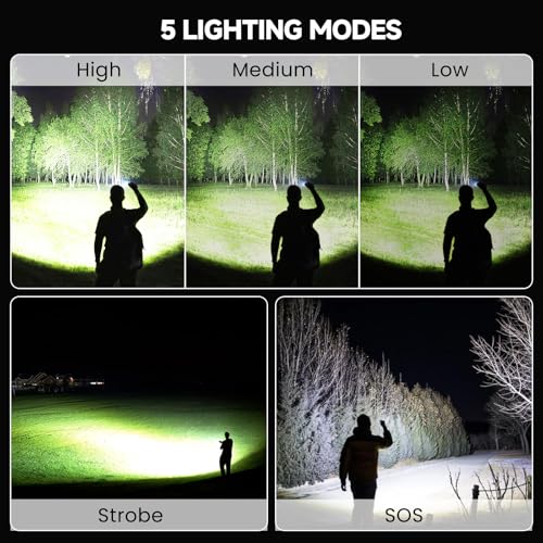 High Lumens Rechargeable Flashlights 99,000 Lumens 2 Pack - Waterproof & Long Runtime