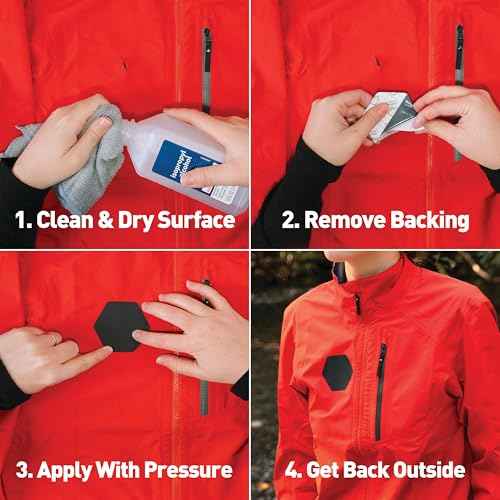 GEAR AID Tenacious Tape Hex ? 2.5¡± & 1.5¡± Repair Patches (4 Patches: Two 2.5¡± & Two 1.5¡±, Black) ? Peel-and-Stick Outdoor Nylon Fabric to Fix Holes and Burns in Down Jackets, Rain Gear and Tents